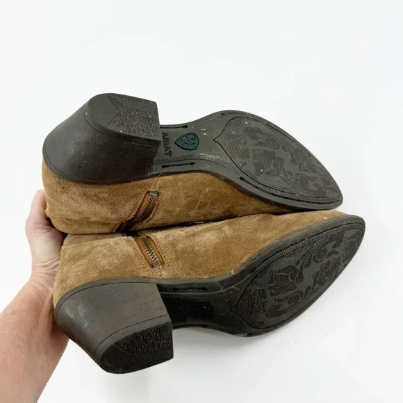 ✅ ARIAT BROWN Duchess LEATHER HEELED Western Boot SIZE 9.5 BRAIDED FRINGE - Picture 10 of 11